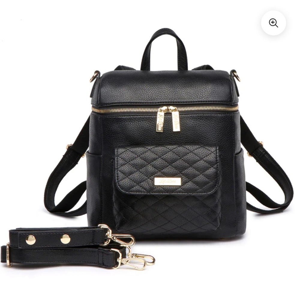 Luli Bebe Petit Monaco Diaper Bag Backpack, small, black